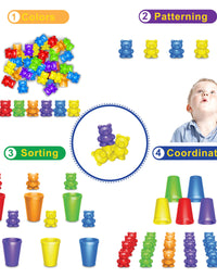 Rainbow Counting Bears With Matching Sorting Cups (67 Pcs Set) + FREE Storage Bag | STEM Educational Gift For Toddler | Montessori Sorting And Counting Toy | Pre-School Color Learning Toy For Children
