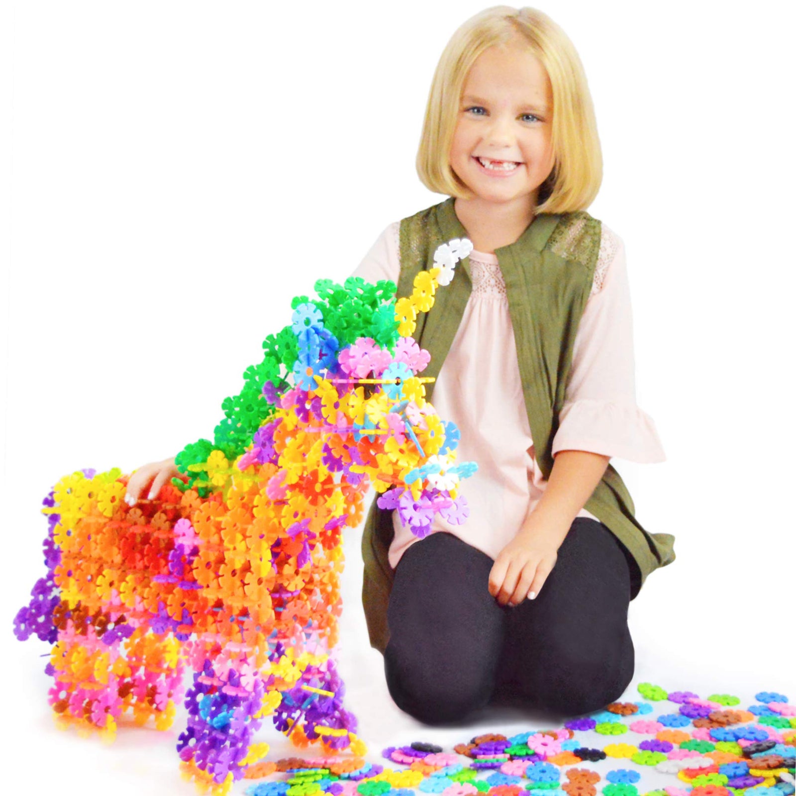 Brain Flakes 500 Piece Interlocking Plastic Disc Set - A Creative and Educational Alternative to Building Blocks - Tested for Children's Safety - A Great Stem Toy for Both Boys and Girls