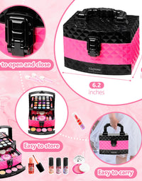Vextronic Girl Makeup Toy Set 30 Pcs Washable Kids Makeup Kit for Girls, Pretend Play Makeup Kit for Kids, Non-Toxic, Real Cosmetic Toy Beauty Set for Kids Birthday Gift
