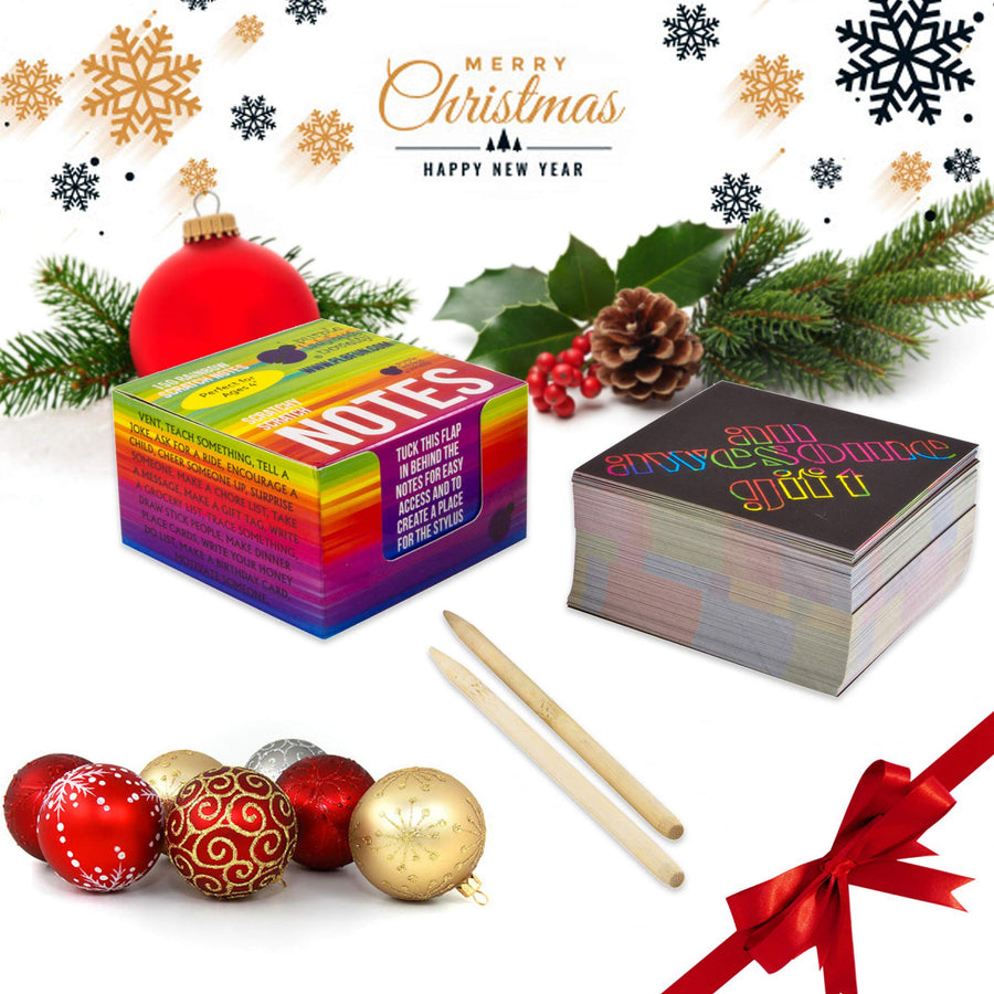 Purple Ladybug Rainbow Scratch Off Art Mini Notes Set - Great Stocking Stuffers for Kids, Teens, & Adults - with 150 Scratch Papers + 2 Wooden Stylus - Cool Christmas Gift Idea, Fun Arts & Crafts Kit