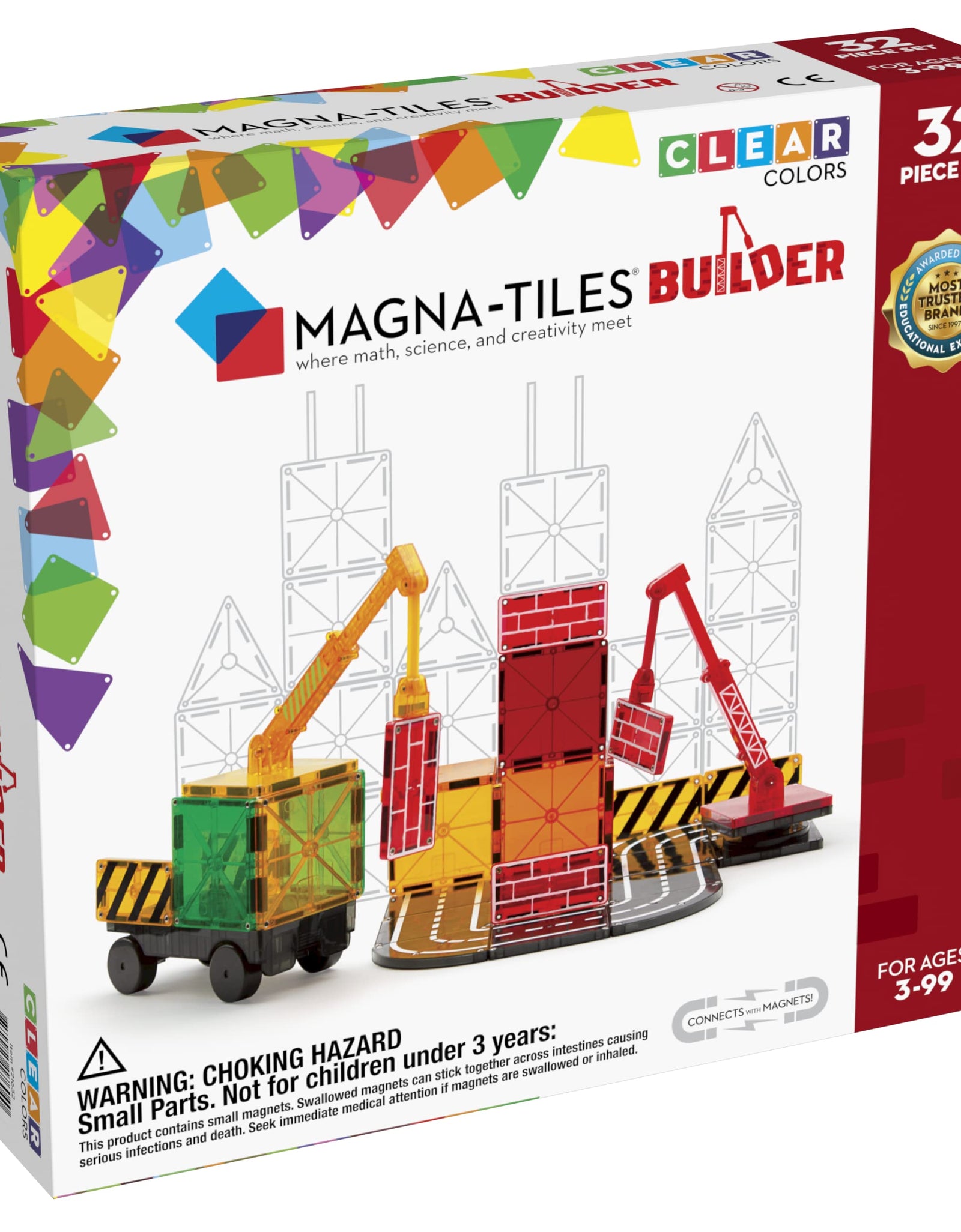 Magna-Tiles Builder Set, The Original Magnetic Building Tiles for Creative Open-Ended Play, Educational Toys for Children Ages 3 Years + (32 Pieces)