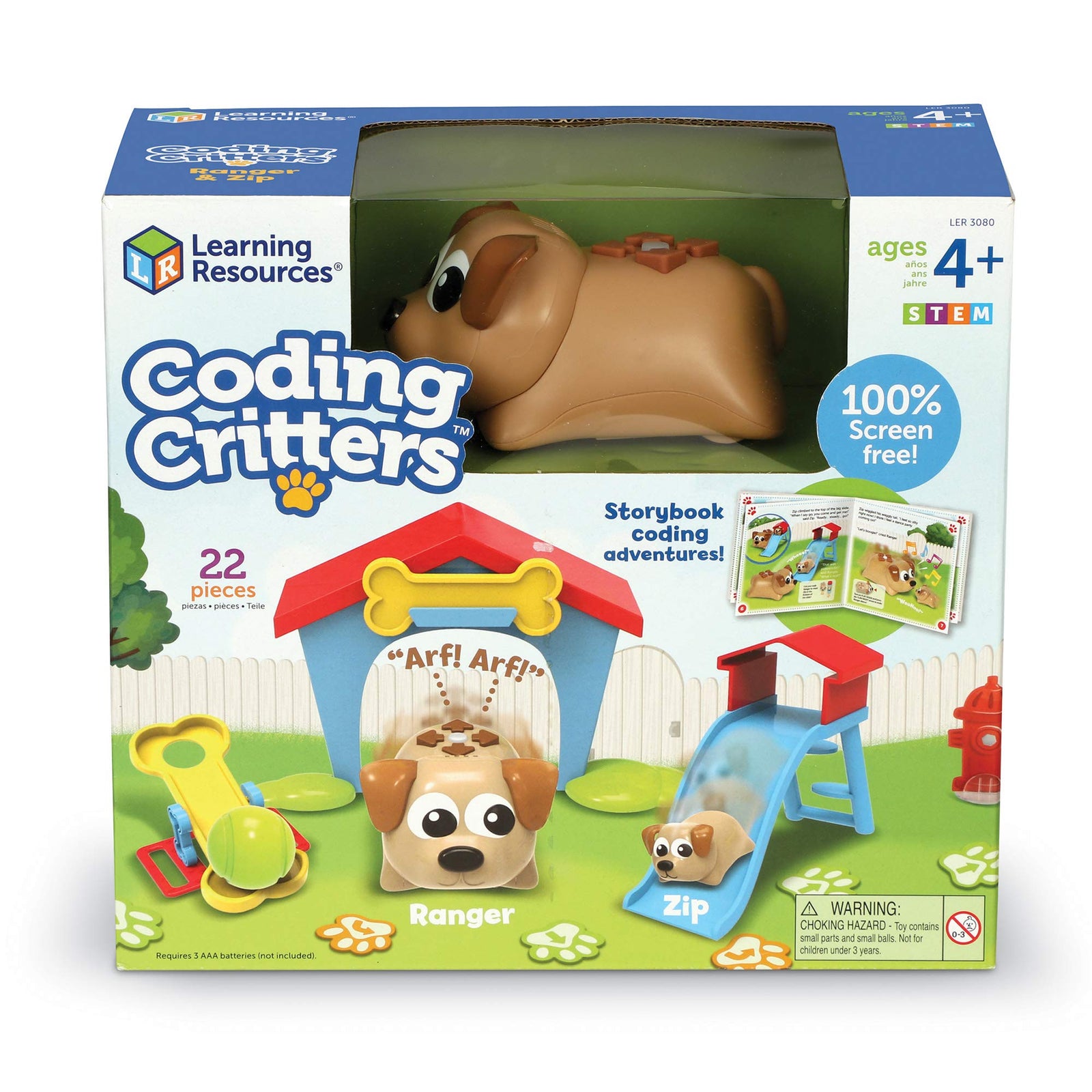 Learning Resources Coding Critters Ranger & Zip, Screen-Free Early Coding Toy For Kids, Interactive STEM Coding Pet, 22 Piece Set, Ages 4+
