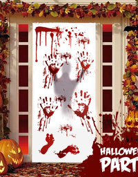 159 PCS Halloween Decorations, 8 Sheets Terror Bloody Handprint Footprint Window Stickers, 8 Sheets Tattoo Stickers, Halloween Party Indoor/Outdoor Decoration,Spooky Wall Decal and Floor Stickers
