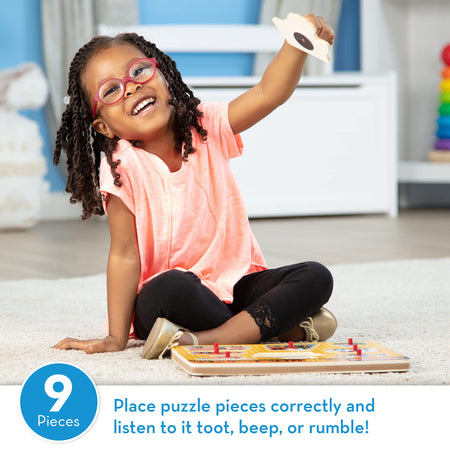 Melissa & Doug Vehicles Sound Puzzle - Wooden Peg Puzzle With Sound Effects (8 pcs)