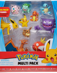 Pokemon Official Ultimate Battle Figure 10-Pack - 2" Pikachu, 2" Charmander, 2" Squirtle, 2" Bulbasaur, 2" Eevee, 2" Jigglypuff, 3" Magikarp, 3" Haunter, 3" Jolteon, 4.5” Charizard (Amazon Exclusive)
