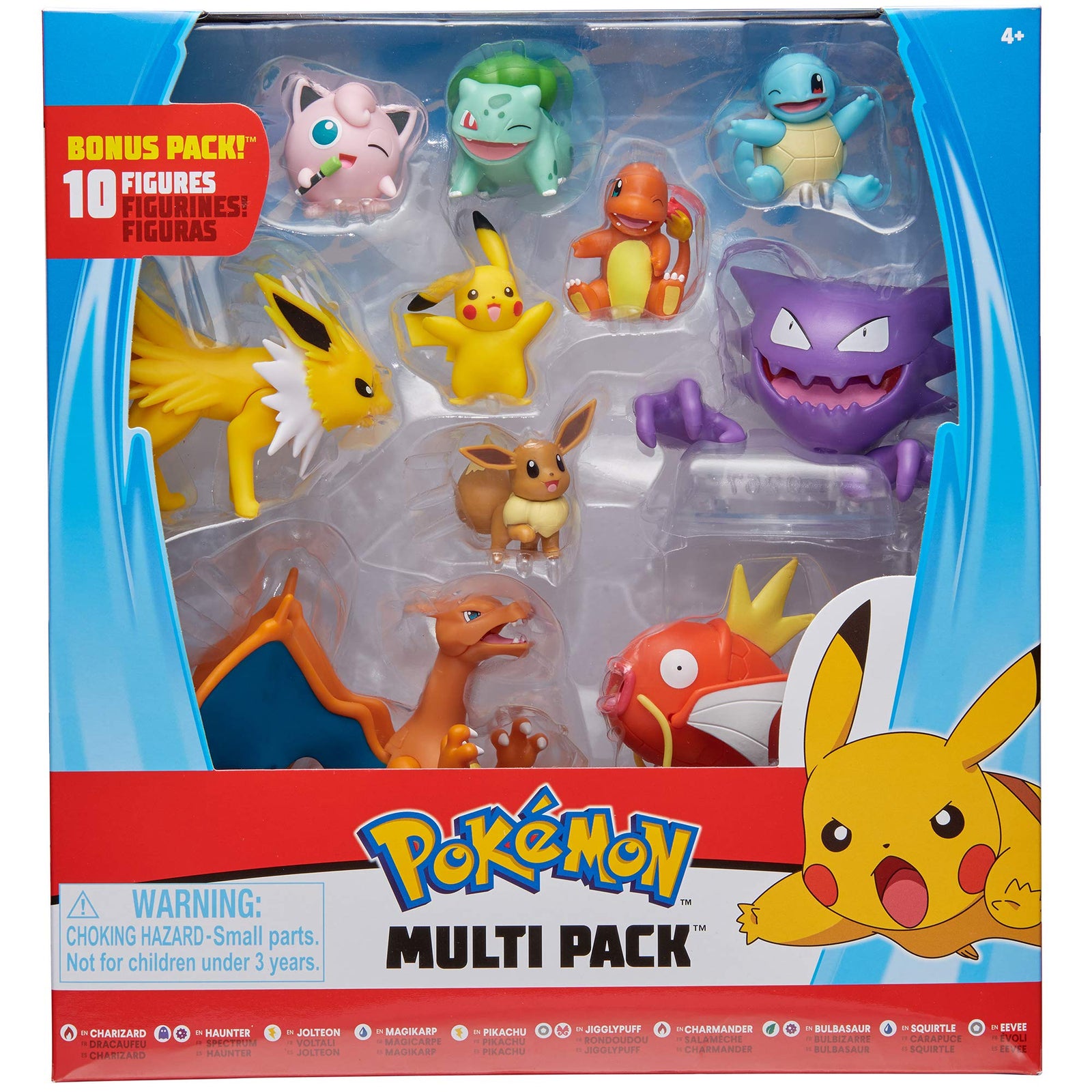 Pokemon Official Ultimate Battle Figure 10-Pack - 2" Pikachu, 2" Charmander, 2" Squirtle, 2" Bulbasaur, 2" Eevee, 2" Jigglypuff, 3" Magikarp, 3" Haunter, 3" Jolteon, 4.5” Charizard (Amazon Exclusive)