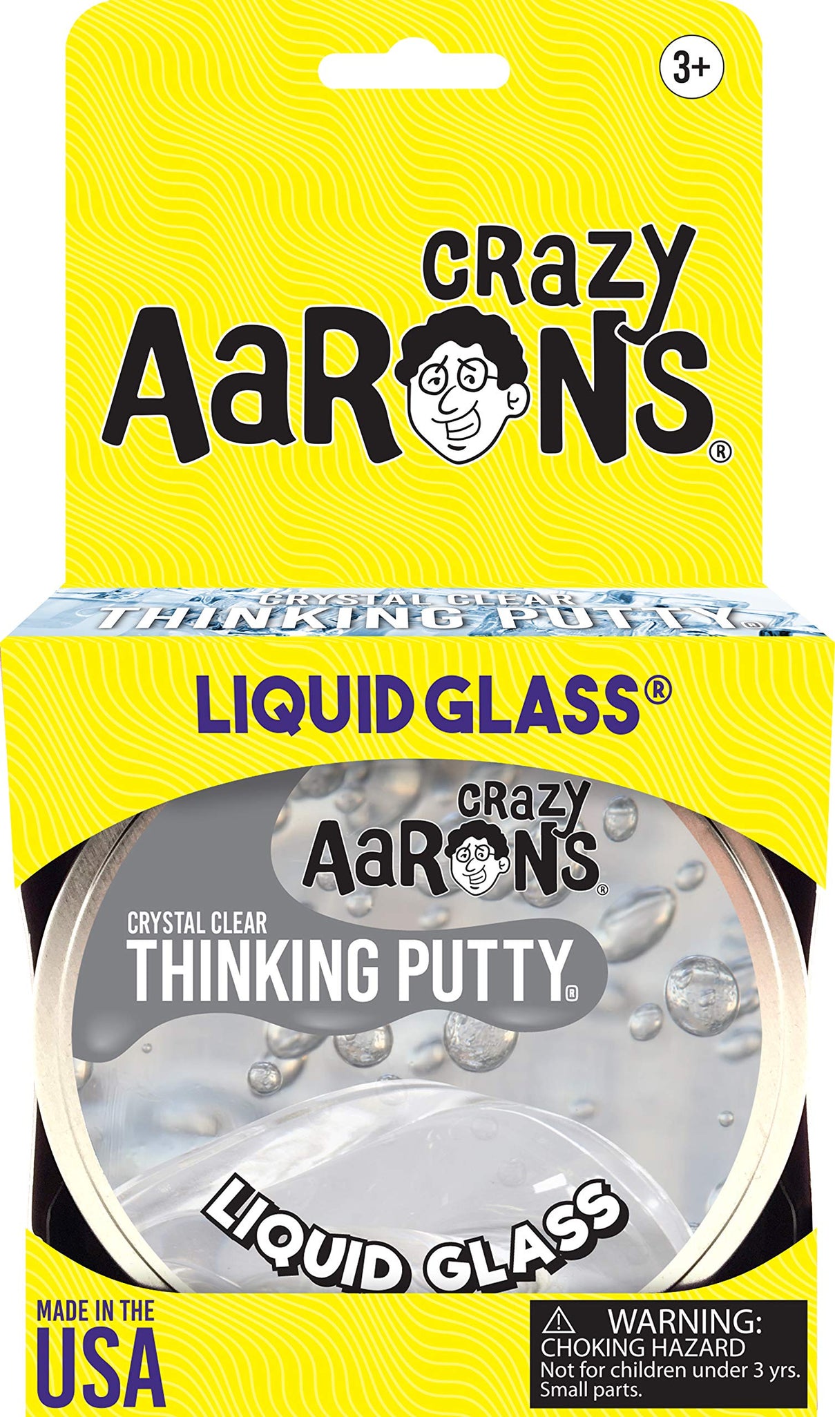 Crazy Aaron's Liquid Glass Thinking Putty 4 Inch Tin (3.2 oz) - See-Through Putty, Soft Texture - Never Dries Out