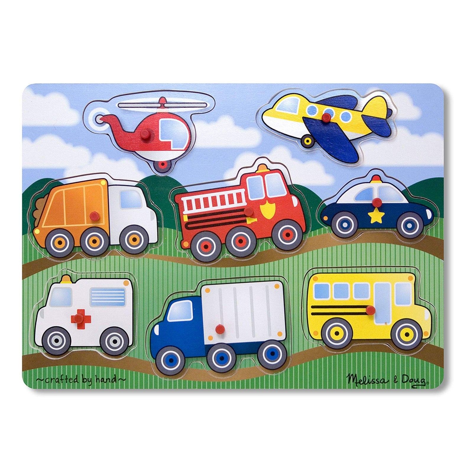 Melissa & Doug Vehicles Wooden Peg Puzzle (8 pcs)