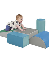 ECR4Kids-ELR-12683F SoftZone Climb and Crawl Activity Play Set – Lightweight Foam Shapes for Climbing, Crawling and Sliding for Toddlers and Kids (5-Piece), Contemporary
