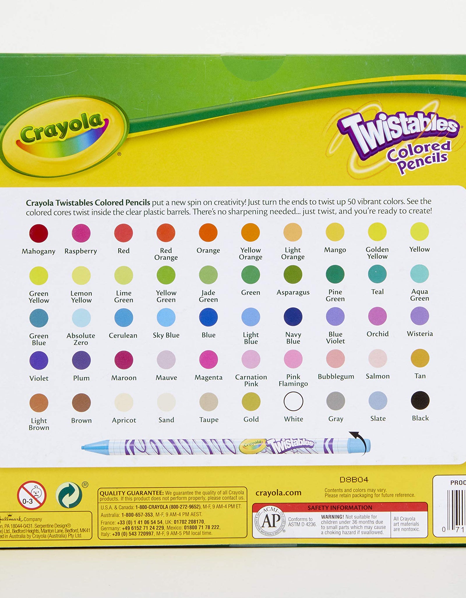 Crayola Twistables Colored Pencil Set, School Supplies, Coloring Gift,50 Count