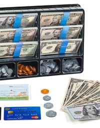 Play Money for kids – Looks Real Play Money Set for Pretend Play & Learning. Contains: Bills, Coins, Credit & Debit Cards and Checkbook
