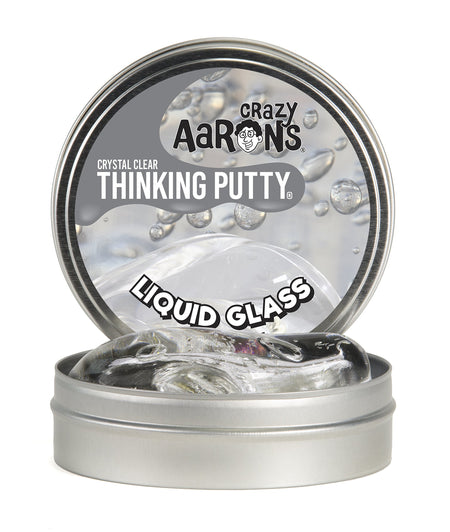 Crazy Aaron's Liquid Glass Thinking Putty 4 Inch Tin (3.2 oz) - See-Through Putty, Soft Texture - Never Dries Out