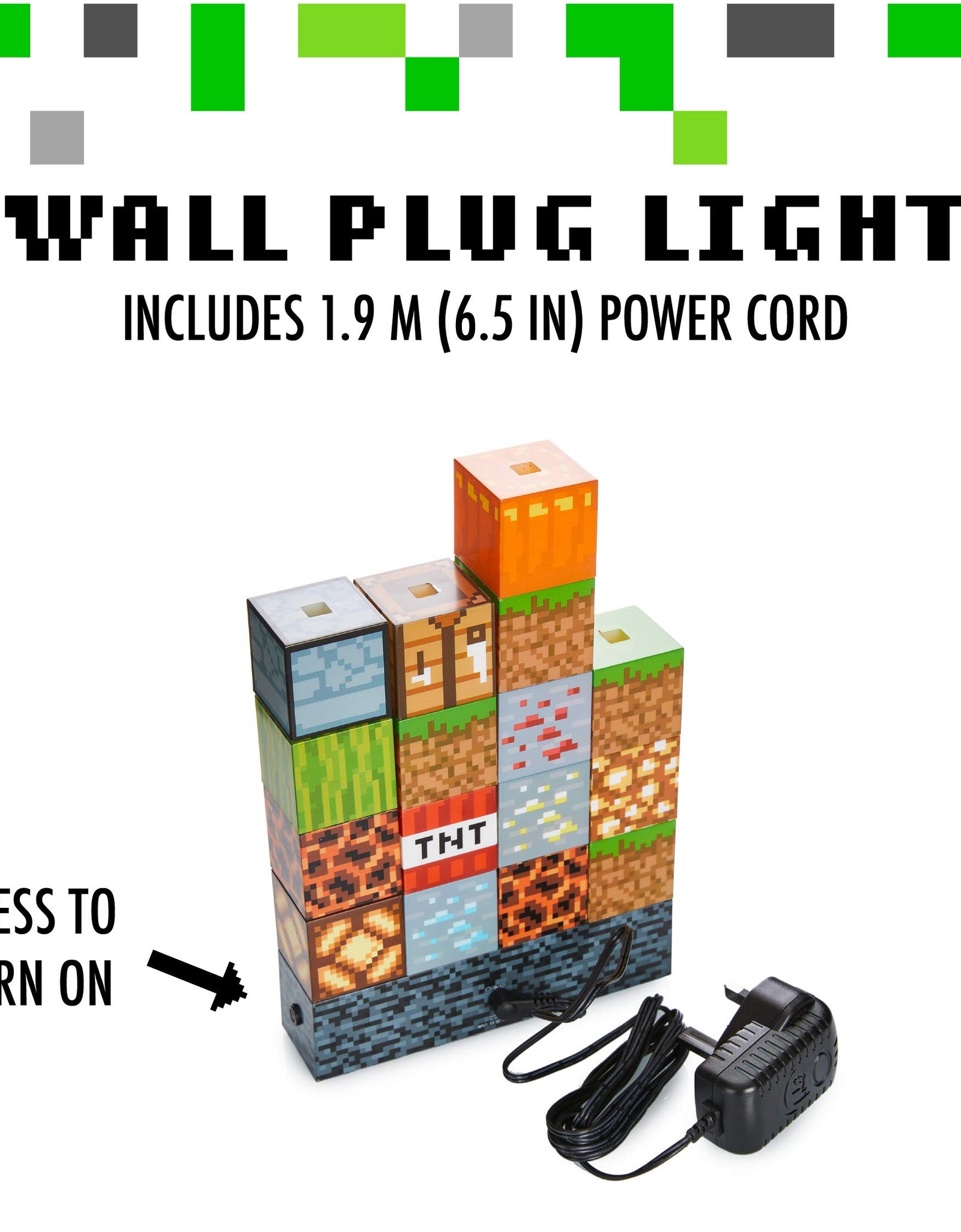 Paladone Minecraft Block Building Lamp - 16 Rearrangeable Light Blocks - Mood Lighting for Kids Room