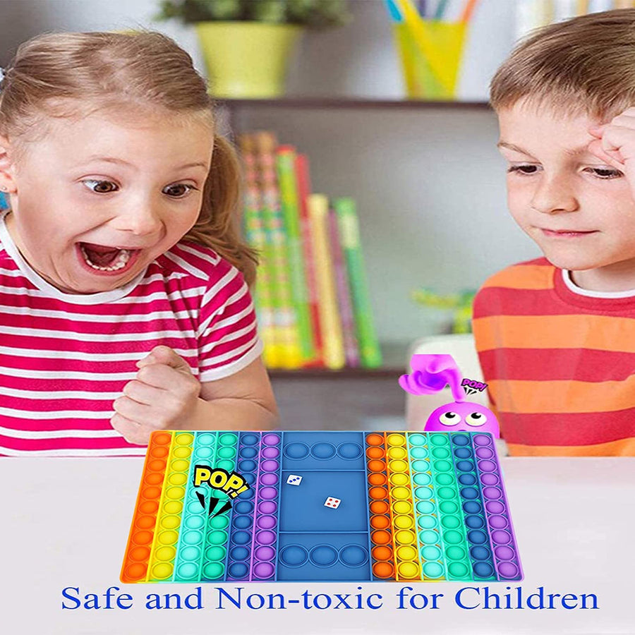 coroto Big Size Push Pop Game Fidget Toy, Silicone Rainbow Chess Board Bubble Popper Fidget Sensory Toys for Parent Child, Interactive Jumbo Stress Relief Figetget Toy Gifts for Kid Adult