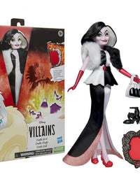 Disney Villains Cruella De Vil Fashion Doll, Accessories and Removable Clothes, Disney Villains Toy for Kids 5 Years Old and Up
