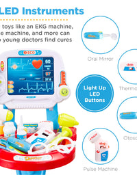 Best Choice Products Play Doctor Kit for Kids, Pretend Medical Station Set for Boys & Girls with Carrying Case, 17 Accessories Mobile Cart, LED EKG, Thermometer, Stethoscope, Pulse Machine
