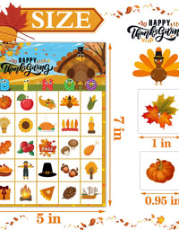 MISS FANTASY Thanksgiving Bingo Game for Kids Turkey Bingo Fall Bingo Game Cards for 24 Players Thanksgiving Party School Classroom Family Activities Thanksgivings Party Favors
