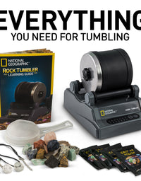 NATIONAL GEOGRAPHIC Hobby Rock Tumbler Kit - Includes Rough Gemstones, 4 Polishing Grits, Jewelry Fastenings, Learning Guide, Great Stem Science Kit
