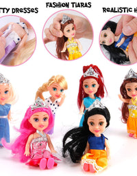 Liberty Imports 6 PCs Miniature Pocket Princess Dolls with Dresses Girls Play Set Collection (4.5-Inches)
