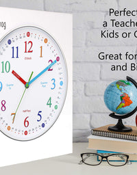 Wise Hedgehog Telling Time Teaching Clock, Silent Non Ticking Analog Battery Operated Learning Clock for Kids, Perfect Room & Wall Decor for School Classrooms, Playrooms and Kids Bedrooms
