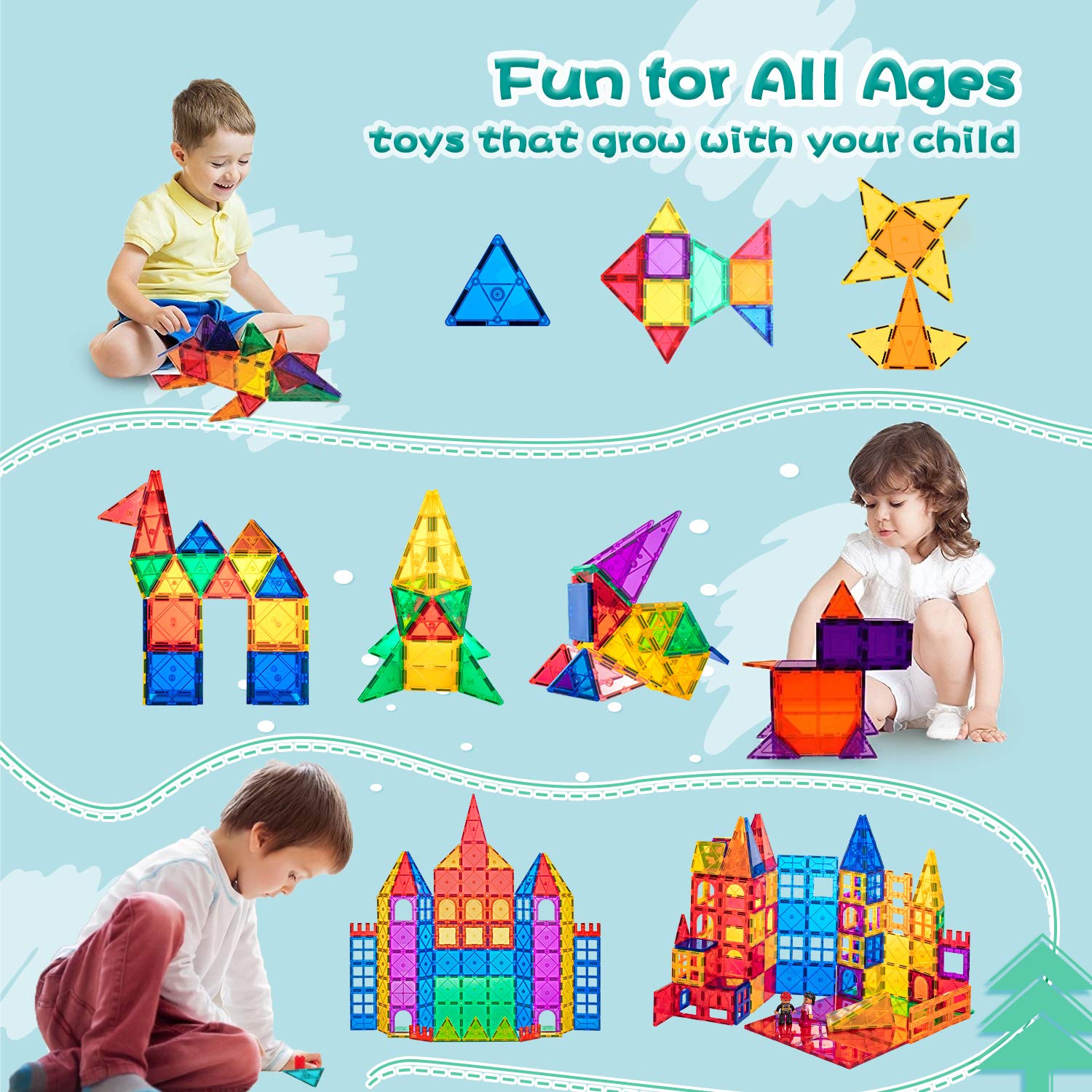 Magnet Toys for 3 Year Old Boys and Girls Magnetic Blocks Building Tiles STEM Learning Toys Montessori Toys for Toddlers Kids