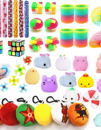 Party Favors For Kids Toy Assortment Bundle,Mochi Squishies,Puzzles,Finger Gyro Spiral Twister Toys For Birthday Party,Classroom Rewards,Carnival Prizes,Pinata Filler,Treasure Box,Goodie Bag Filler
