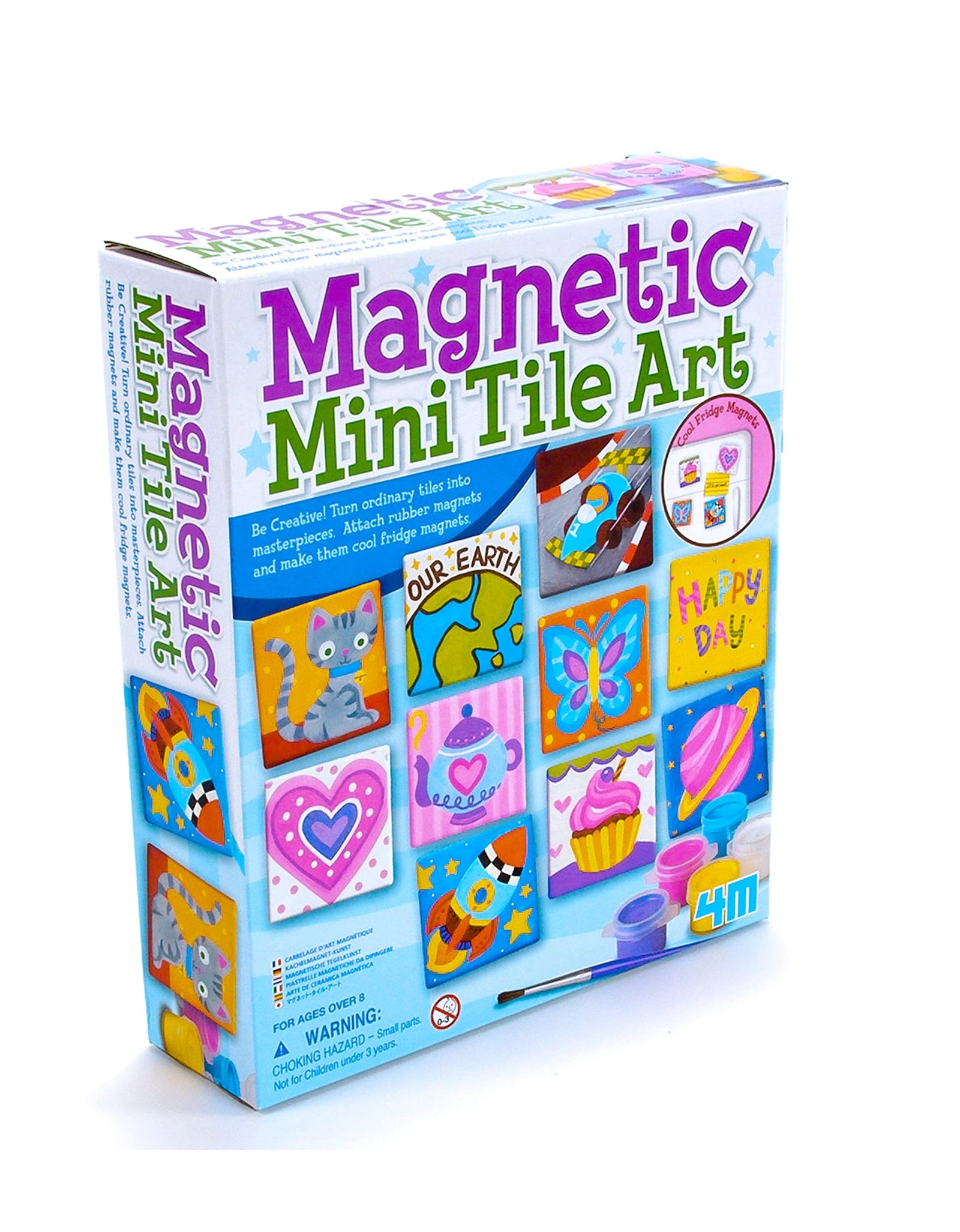 4M 4563 Magnetic Mini Tile Art - DIY Paint Arts & Crafts Magnet Kit for Kids - Fridge, Locker, Party Favors, Craft Project Gifts for Boys & Girls