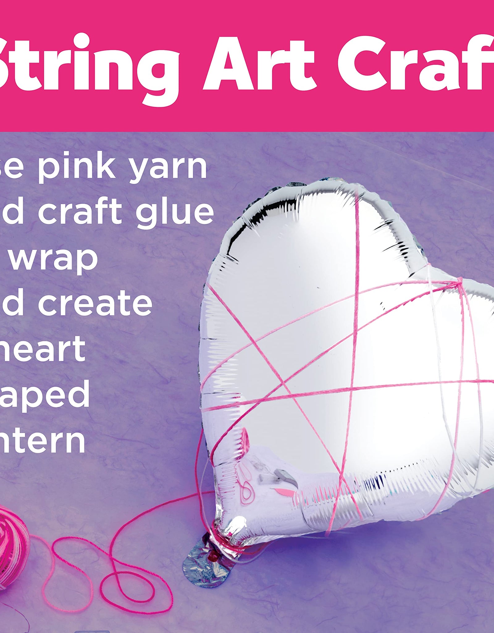 Creativity for Kids String Art Heart Light - Create a Heart Shaped String Art Lantern - String Art Kids for Kids Pink