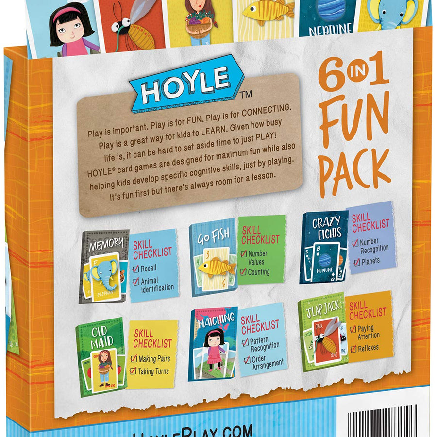 Hoyle 6 in 1 Fun Pack - Kids Card Games - Ages 3 & Up - Memory, Go Fish, Crazy Eights, Old Maid, Matching, Slap Jack