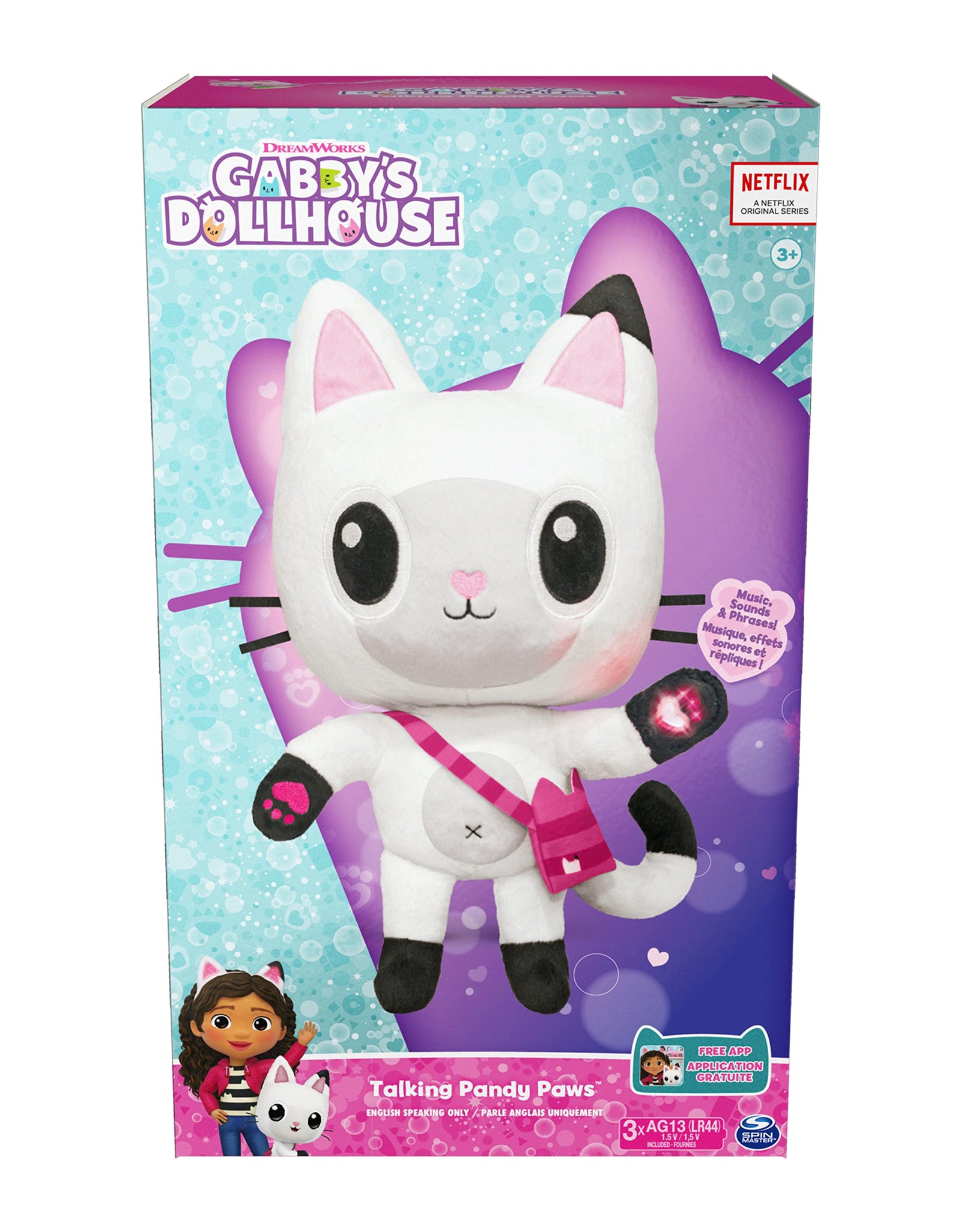 Gabby's Dollhouse, 13-inch Talking Pandy Paws Plush Toy with Lights, Music and 10 Sounds and Phrases