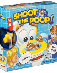 Shoot The Poop - Funny Family Game - Fast and Frenzied Flushing Poop Game for Kids - Includes Talking Toilet Bowl, Dexterity Launchers, 12 Soft Plastic Poops
