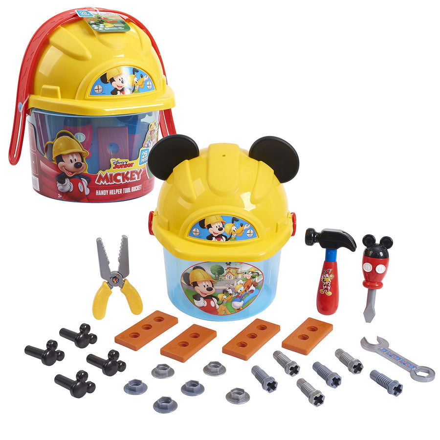 Disney Junior Mickey Mouse Handy Helper Tool Bucket Construction Role Play Set, 25-pieces, by Just Play