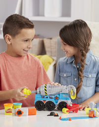 Play-Doh Wheels Cement Truck Toy for Kids Ages 3 & Up with Non-Toxic Cement-Colored Buildin' Compound Plus 3 Colors
