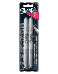 Sharpie 39108PP Metallic Permanent Markers, Fine Point, Silver, 2 Count
