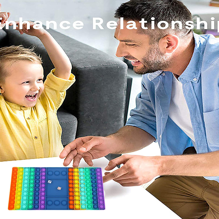 coroto Big Size Push Pop Game Fidget Toy, Silicone Rainbow Chess Board Bubble Popper Fidget Sensory Toys for Parent Child, Interactive Jumbo Stress Relief Figetget Toy Gifts for Kid Adult