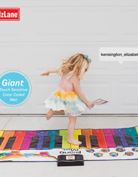 Kidzlane Floor Piano Mat for Kids and Toddlers | Giant 6 ft. Piano Mat, 24 Keys, 10 Song Cards, Built in Songs, Record & Playback, 8 Instrument Sounds | Musical Gift Toy for Boys & Girls Ages 3+
