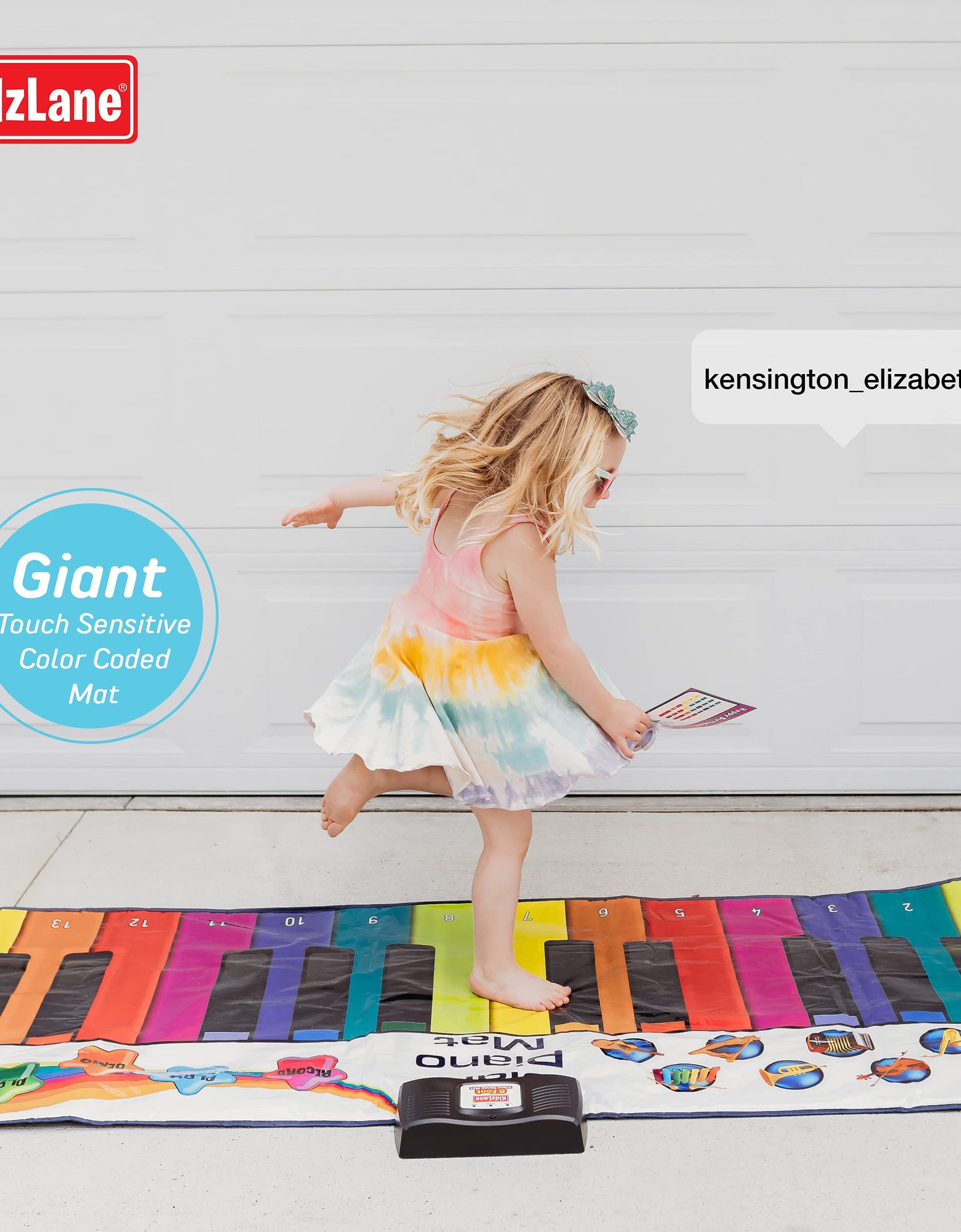 Kidzlane Floor Piano Mat for Kids and Toddlers | Giant 6 ft. Piano Mat, 24 Keys, 10 Song Cards, Built in Songs, Record & Playback, 8 Instrument Sounds | Musical Gift Toy for Boys & Girls Ages 3+