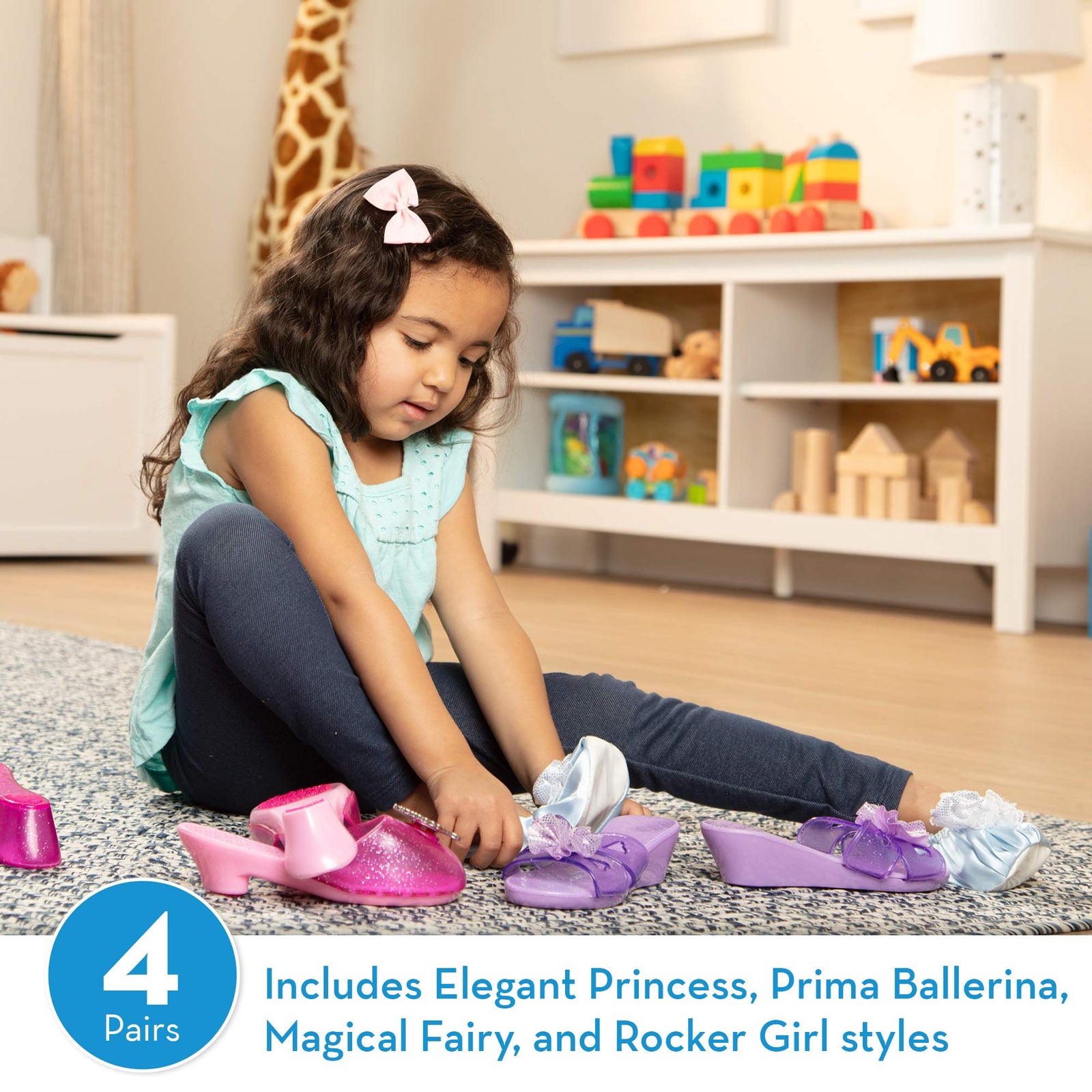 Melissa & Doug Role Play Collection - Step In Style! Dress-Up Shoes Set (4 Pairs)