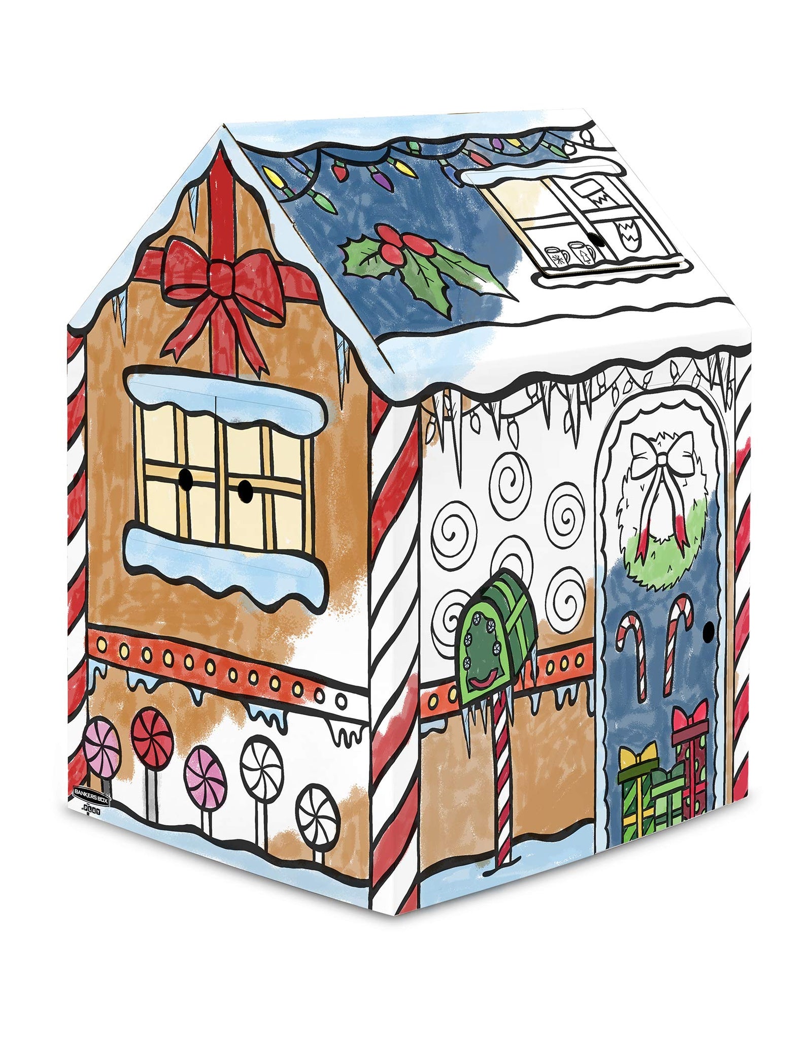 Bankers Box at Play Gingerbread Playhouse, Cardboard Playhouse and Craft Activity for Kids