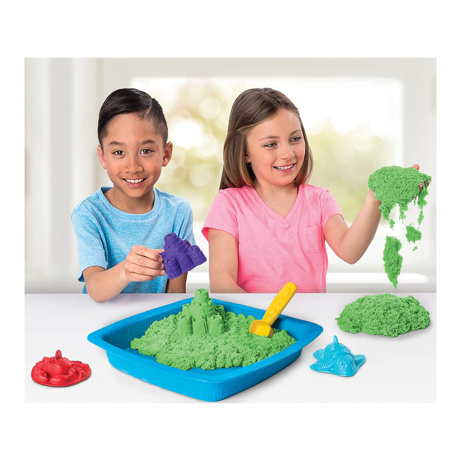 Kinetic Sand, Sandbox Playset with 1lb of Green and 3 Molds, for Ages 3 and up