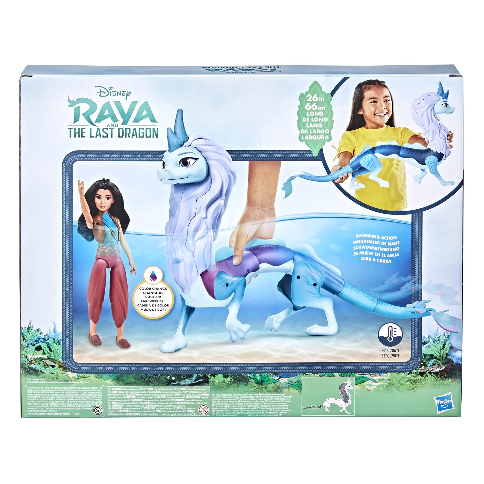 Disney's Raya and The Last Dragon Color Splash Raya and Sisu Dragon, Water Toy for Kids 3 and Up