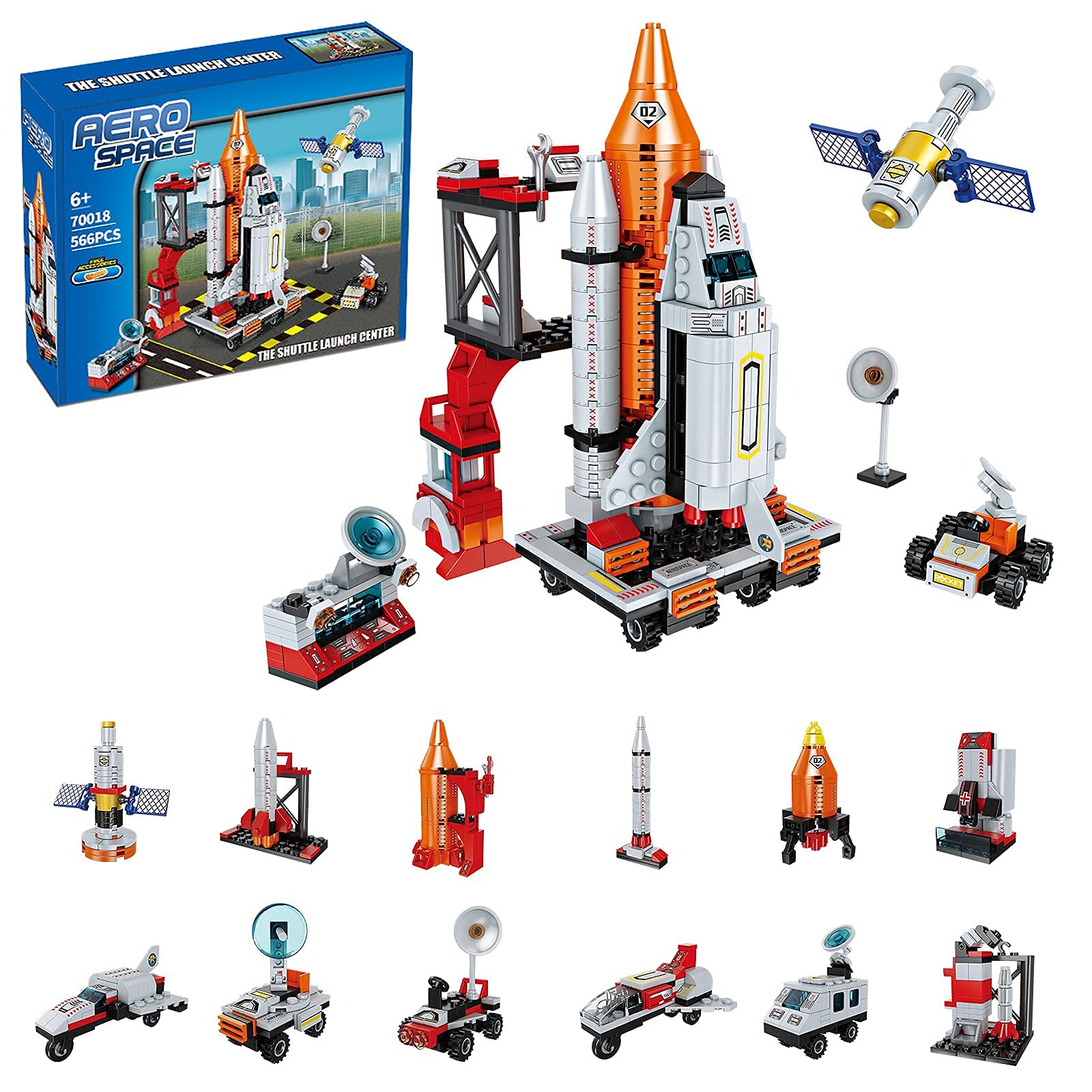 chenxuanbro Space Exploration Shuttle Toys 12-in-1 STEM Aerospace Building Kit Toy with Heavy Transport Rocket&Launcher Best Gifts for 6-12 Year Old Boys (566 Pieces)