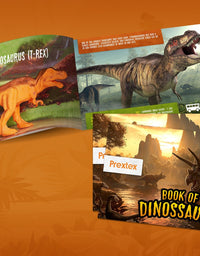 Prextex Realistic Looking 7" Dinosaurs Pack of 12 Toys for Boys and Girls 3 Years Old & Up Large Plastic Assorted Dinosaur Figures with Dinosaur Book
