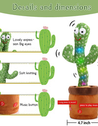 MIAODAM Dancing Cactus Talking Toy, Wriggle Singing Cactus Repeats What You Say, Soft Plush Talking Toy Electric Speaking Cactus Baby Toys Funny Creative Kids Toy
