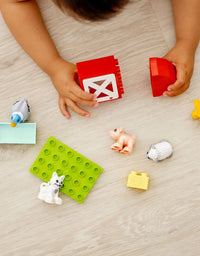 LEGO DUPLO Town Farm Animal Care 10949 Imaginative Build-and-Play Toy for Toddlers; Buildable Farm Playset with 4 Animal Figures – a Duck Toy, Cat Figure, Pig Toy and Sheep Toy, New 2021 (11 Pieces)

