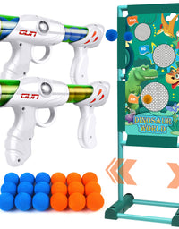 Kaufam Gun Toy Gift for Boys Age of 4 5 6 7 8 9 10 10+ Years Old Kids Girls for Birthday with Moving Shooting Target 2 Blaster Gun and 18 Foam Balls (Toy Gun Set)
