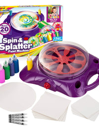 Creative Kids Spin & Paint Art Kit - Spinning Art Machine + Flexible Splatter Guard + 5 Bottles of Paint + 8 Large, 8 Small, 4 Round Cards + 4 White Crayons | Preschool Toddlers, Children & Adults, 6+
