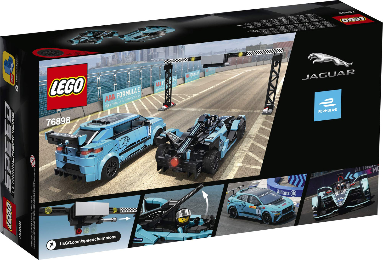 LEGO Speed Champions Formula E Panasonic Jaguar Racing Gen2 car and Jaguar I-PACE eTROPHY 76898 Building Kit (564 Pieces)