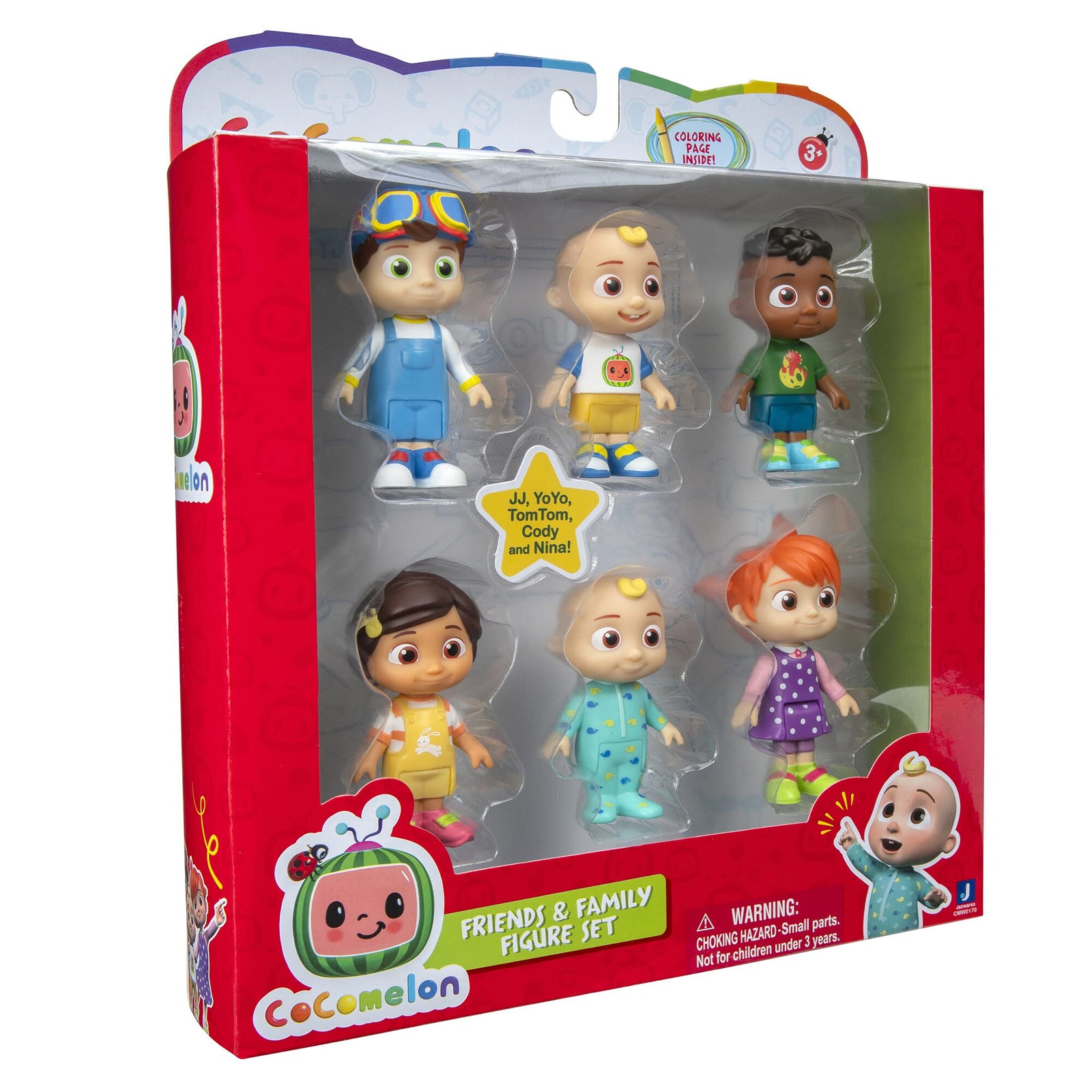 CoComelon Official Friends & Family, 6 Figure Pack - 3 Inch Character Toys - Features Two Baby JJ Figures (Tee and Onesie), Tomtom, YoYo, Cody, and Nina - Toys for Babies and Toddlers