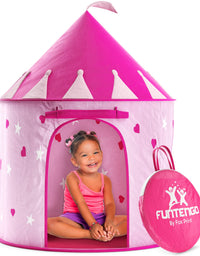 FoxPrint Princess Castle Play Tent With Glow In The Dark Stars, Conveniently Folds In To A Carrying Case, Your Kids Will Enjoy This Foldable Pop Up Pink Play Tent/House Toy For Indoor and Outdoor Use
